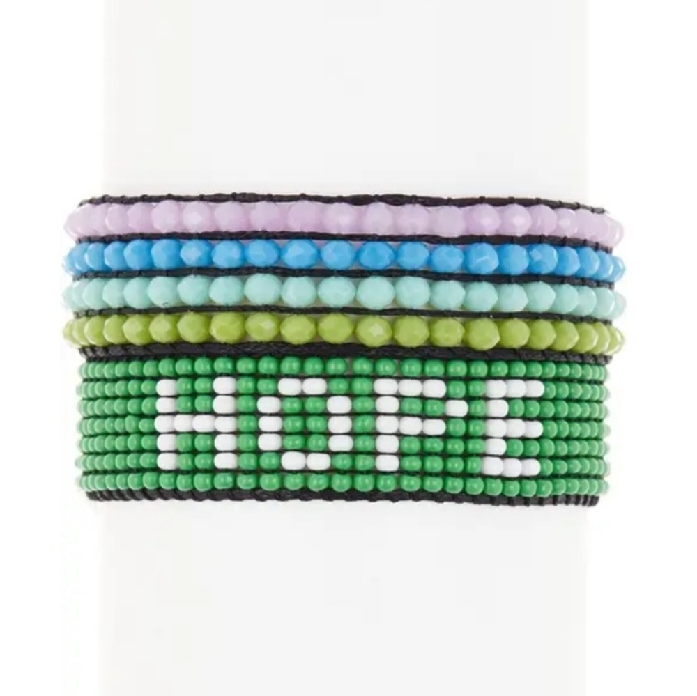 AYOUNIK Handcrafted Hope & Crystal Beaded Adjustable Bracelet Set